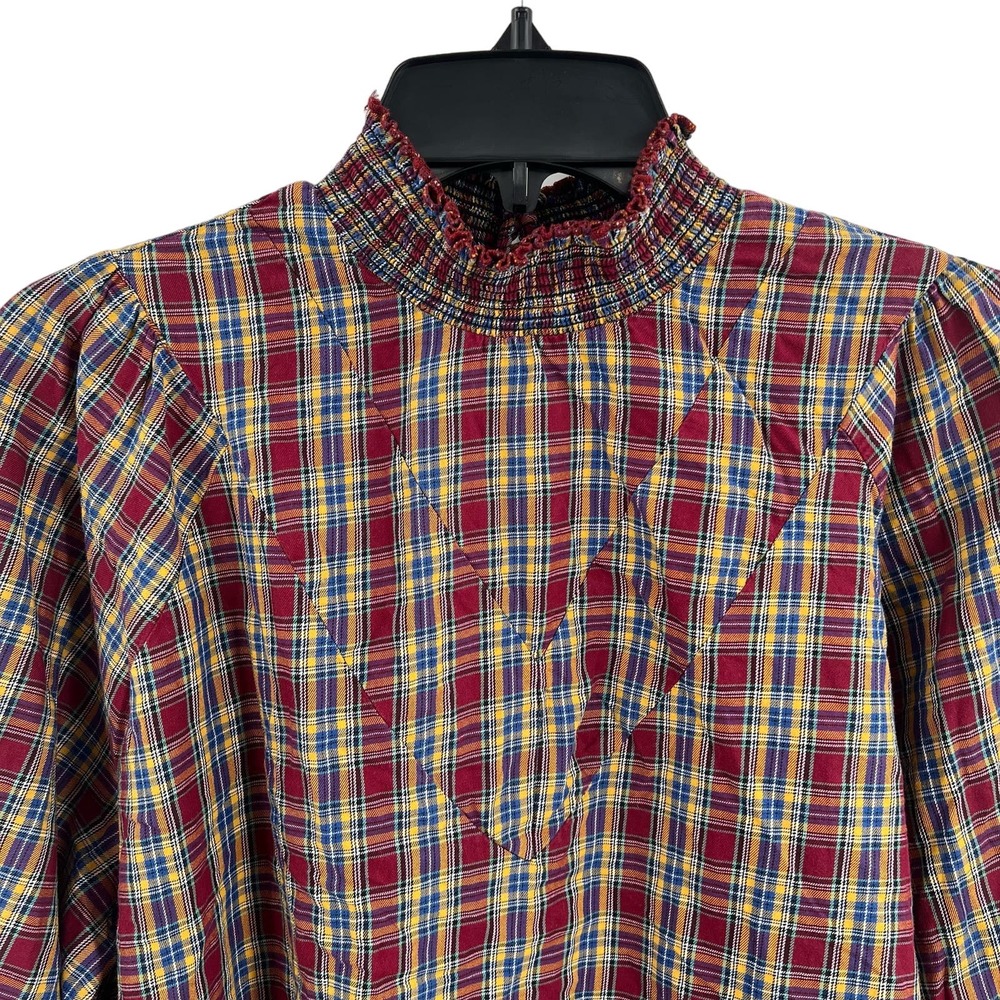 Red Plaid Long Sleeve Woven Top